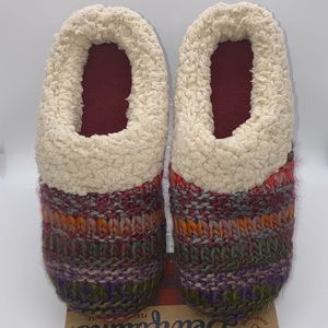 Dearfoams Chunky Knit Clog Slippers, Red Multi Womens M(7-8)